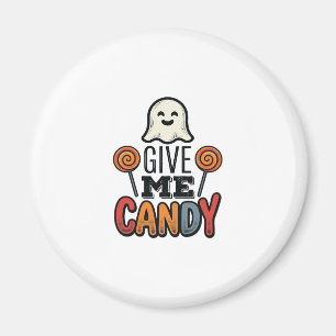 Vintage Halloween Give Me Candy Ghost Shirt Design Magnet