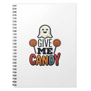 Vintage Halloween Give Me Candy Ghost Shirt Design Notebook