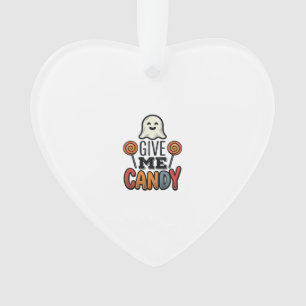 Vintage Halloween Give Me Candy Ghost Shirt Design Ornament