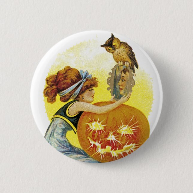 Vintage Halloween Glamour 2 Inch Round Button (Front)