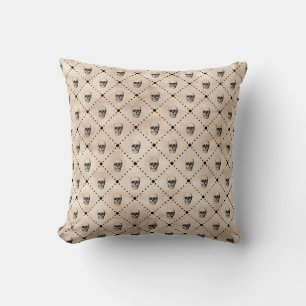 Vintage Halloween Goth Skulls Grid  Pattern  Throw Pillow