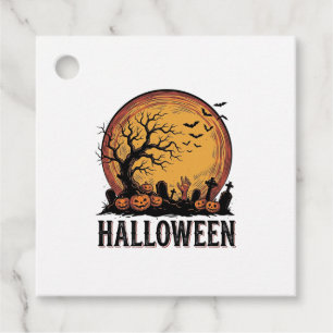 Vintage Halloween Graveyard Bat Moon Art_1 Favour Tags