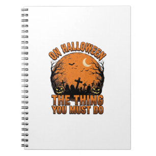 Vintage Halloween Graveyard Pumpkin Moon Shirt Des Notebook