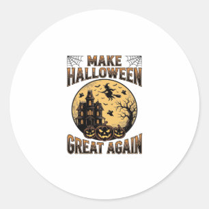 Vintage Halloween Great Again Haunted House Design Classic Round Sticker