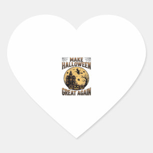 Vintage Halloween Great Again Haunted House Design Heart Sticker