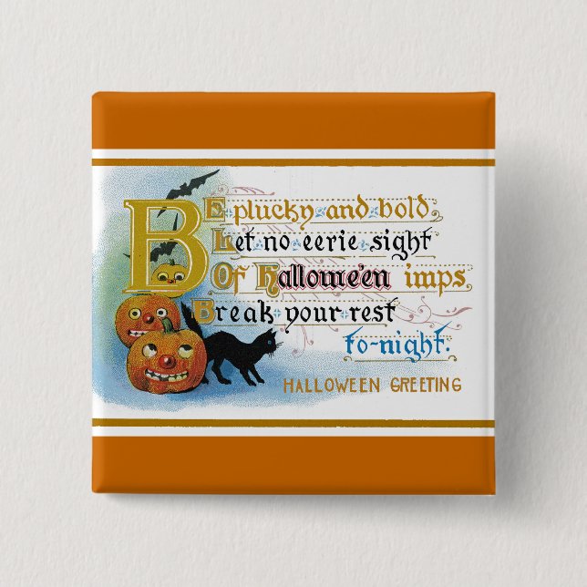 Vintage Halloween Greeting Card 2 Inch Square Button (Front)