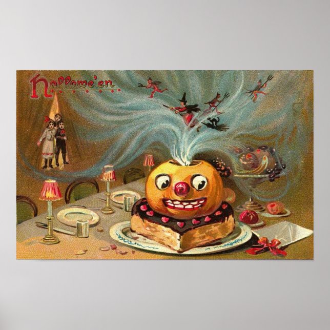Vintage Halloween Greeting Cards Classic Posters (Front)