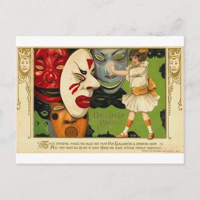 Vintage Halloween Greeting Cards Classic Posters (Front)