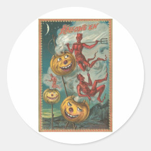 Vintage Halloween Greeting Cards Classic Posters Round Sticker