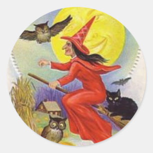 Vintage Halloween Greeting Cards Classic Posters Round Sticker