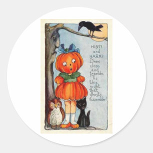 Vintage Halloween Greeting Cards Classic Posters Round Sticker