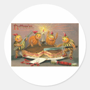 Vintage Halloween Greeting Cards Classic Posters Round Sticker