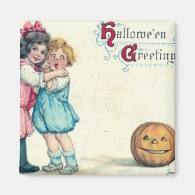 Vintage Halloween Greeting Magnet (Front)
