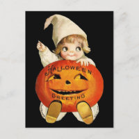 Vintage Halloween Greeting with Little Girl