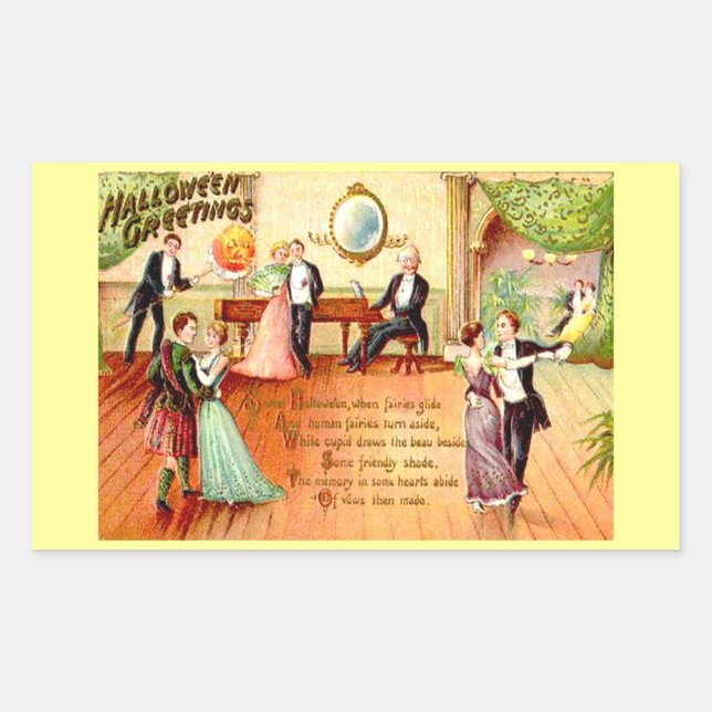 Vintage Halloween Greetings Dancing Sticker (Front)