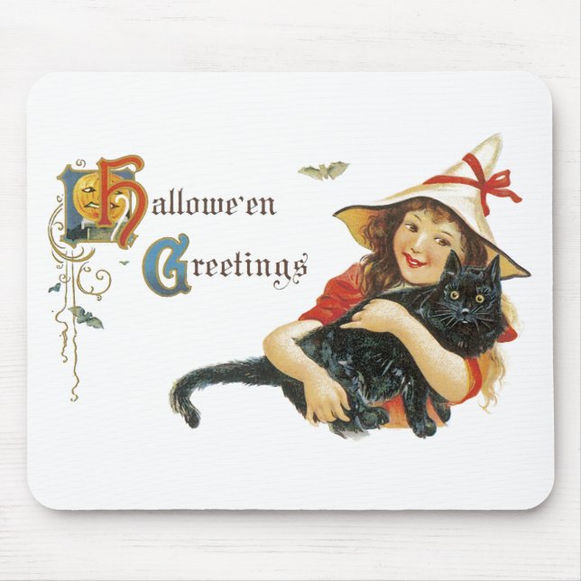 Vintage Halloween Greetings Mouse Pad (Front)