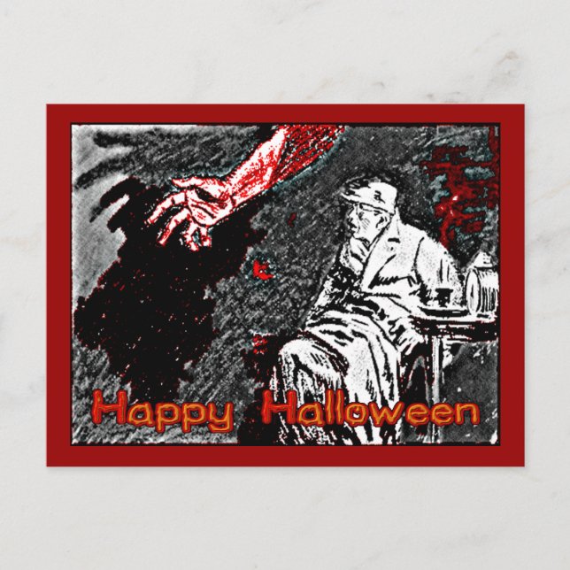 Vintage Halloween Hand in the Dark Postcard (Front)