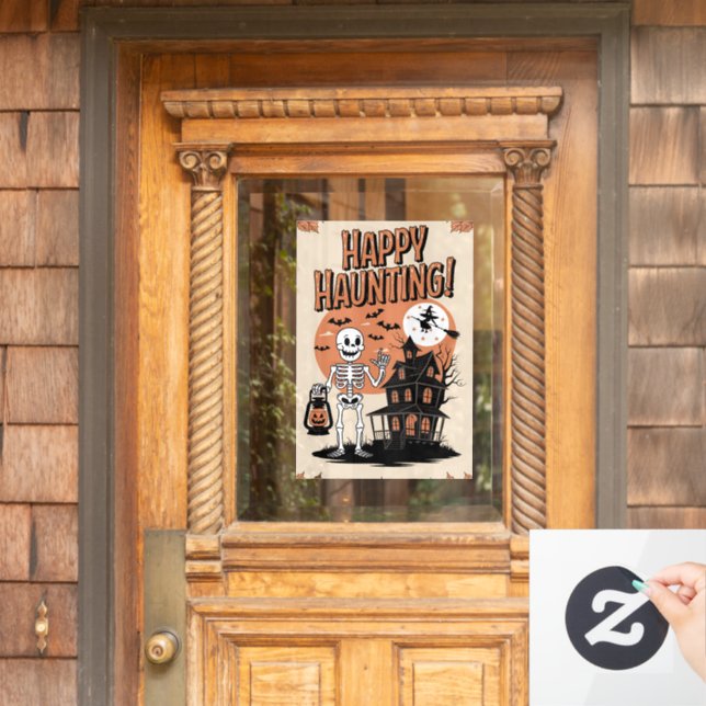 Vintage Halloween - Happy Haunting Window Cling (Home Door)