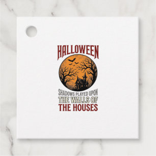 Vintage Halloween Haunted House Moon Shirt Design_ Favour Tags