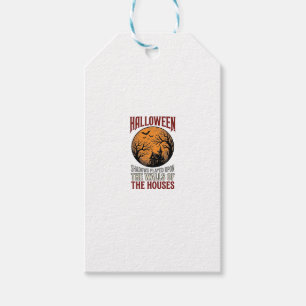 Vintage Halloween Haunted House Moon Shirt Design_ Gift Tags