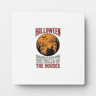 Vintage Halloween Haunted House Moon Shirt Design_ Plaque