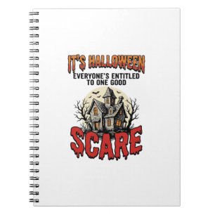 Vintage Halloween Haunted House Scare Shirt Design Notebook