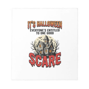 Vintage Halloween Haunted House Scare Shirt Design Notepad