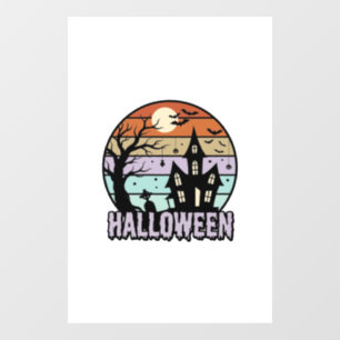 Vintage Halloween Haunted House Shirt Design_1 Window Cling
