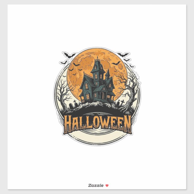 Vintage Halloween Haunted House Vector Design_1 (Sheet)