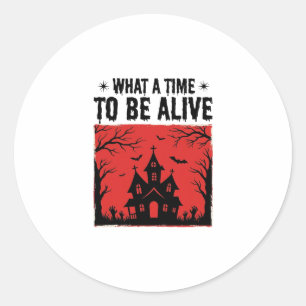 Vintage Halloween Haunted House What A Time Shirt  Classic Round Sticker