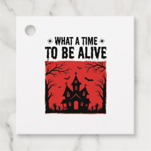 Vintage Halloween Haunted House What A Time Shirt  Favour Tags