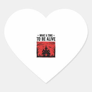 Vintage Halloween Haunted House What A Time Shirt  Heart Sticker