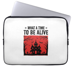 Vintage Halloween Haunted House What A Time Shirt  Laptop Sleeve