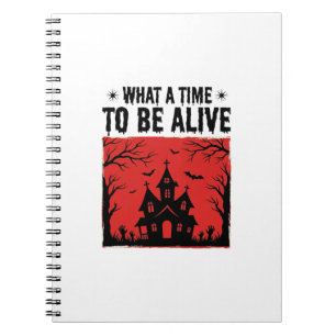 Vintage Halloween Haunted House What A Time Shirt Notebook