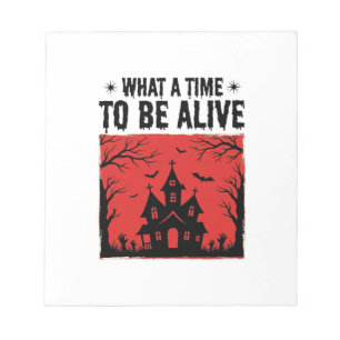 Vintage Halloween Haunted House What A Time Shirt  Notepad