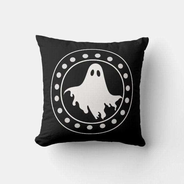 Vintage Halloween Haunted Throw Pillow (Front)