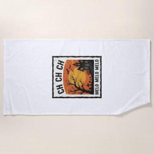 Vintage Halloween Haunted Tree Silhouette Shirt De Beach Towel