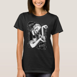 Vintage Halloween Herbal Kitchen Witch Girls Women T-Shirt