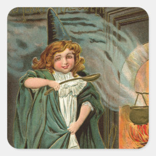 Vintage Halloween Holiday witch  Square Sticker
