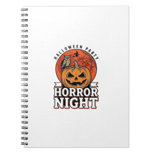 Vintage Halloween Horror Night Pumpkin Shirt Desig Notebook