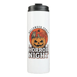 Vintage Halloween Horror Night Pumpkin Shirt Desig Thermal Tumbler