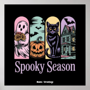 Vintage Halloween Horror Spooky Season Cute Creepy Poster