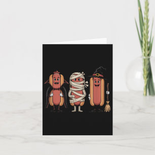 Vintage Halloween Hotdog Vampire Witch Mummy  Card