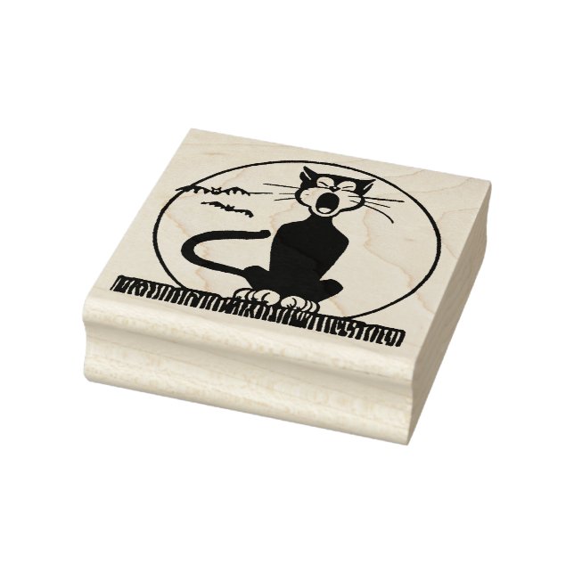 VINTAGE HALLOWEEN HOWLNG CAT RUBBER STAMP (Stamp)