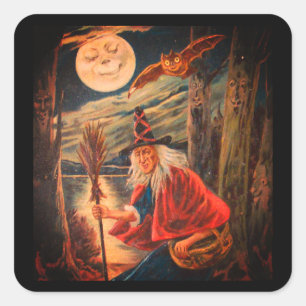 VINTAGE HALLOWEEN ILLUSTRATION CARRÉ STICKERS