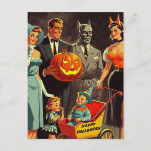 Vintage Halloween Illustration Postcard