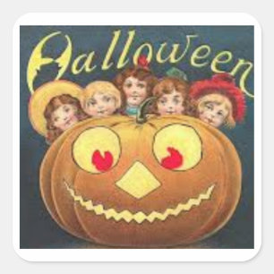 VINTAGE HALLOWEEN ILLUSTRATION SQUARE STICKER