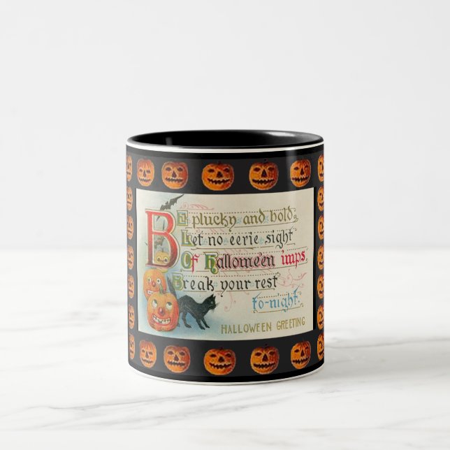 Vintage Halloween Imps Two-Tone Coffee Mug (Center)