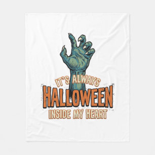Vintage Halloween Inside My Heart Monster Hand Des Fleece Blanket