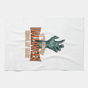 Vintage Halloween Inside My Heart Monster Hand Des Kitchen Towel